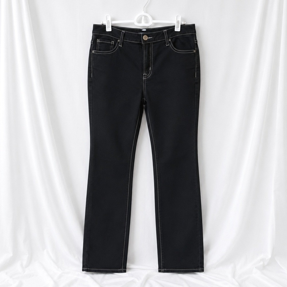 Bongo Womens Plus‎ Size 20W Black Straight Leg Jeans Stretch Y2K Contrast Stitch